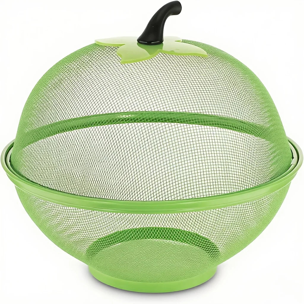 Metal Fruit Basket with Mesh Lid