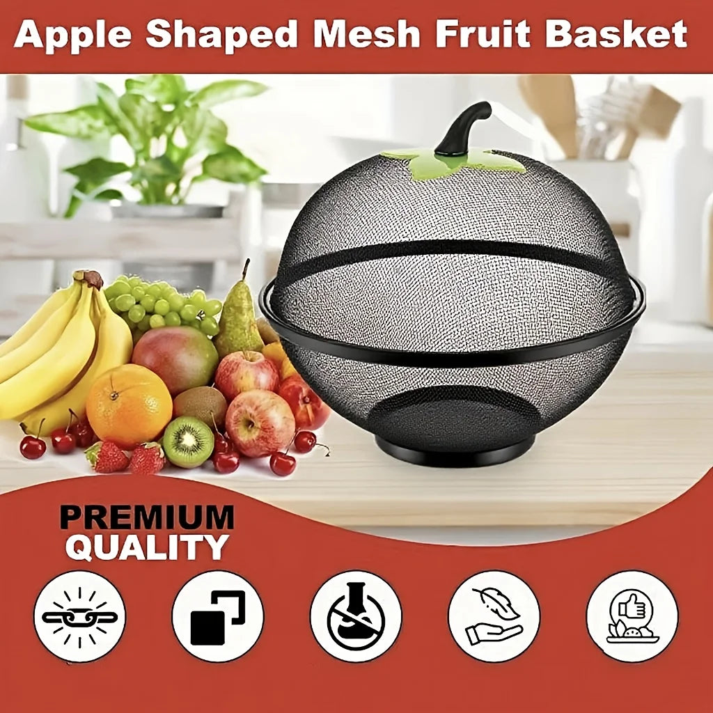 Metal Fruit Basket with Mesh Lid