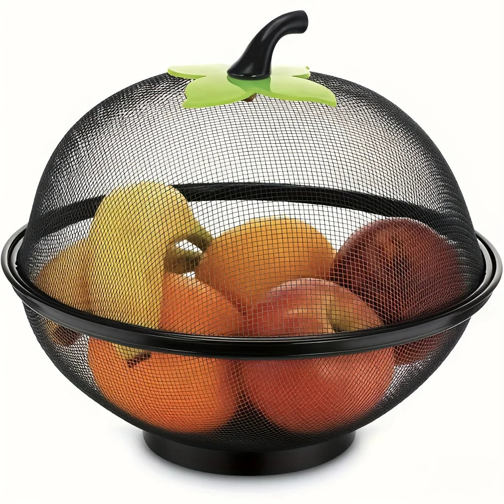 Metal Fruit Basket with Mesh Lid