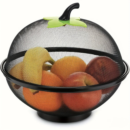 Metal Fruit Basket with Mesh Lid