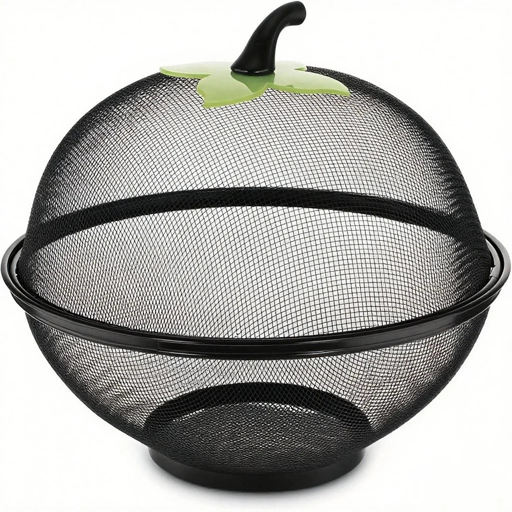 Metal Fruit Basket with Mesh Lid