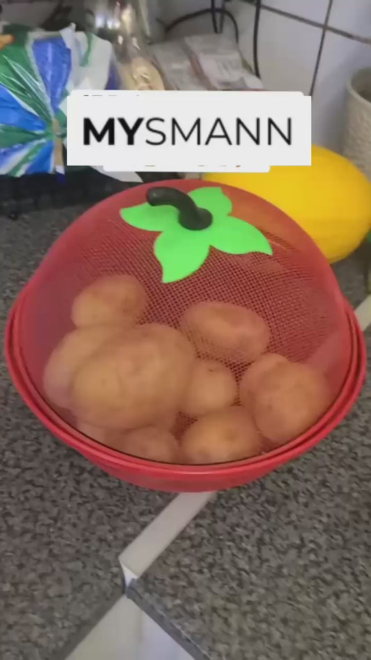 Metal Fruit Basket with Mesh Lid